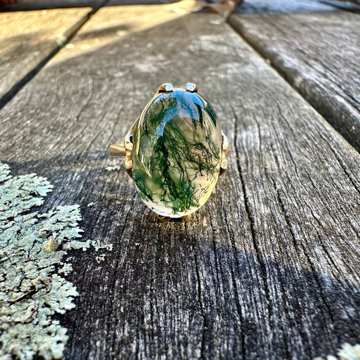 Vintage moss agate ring