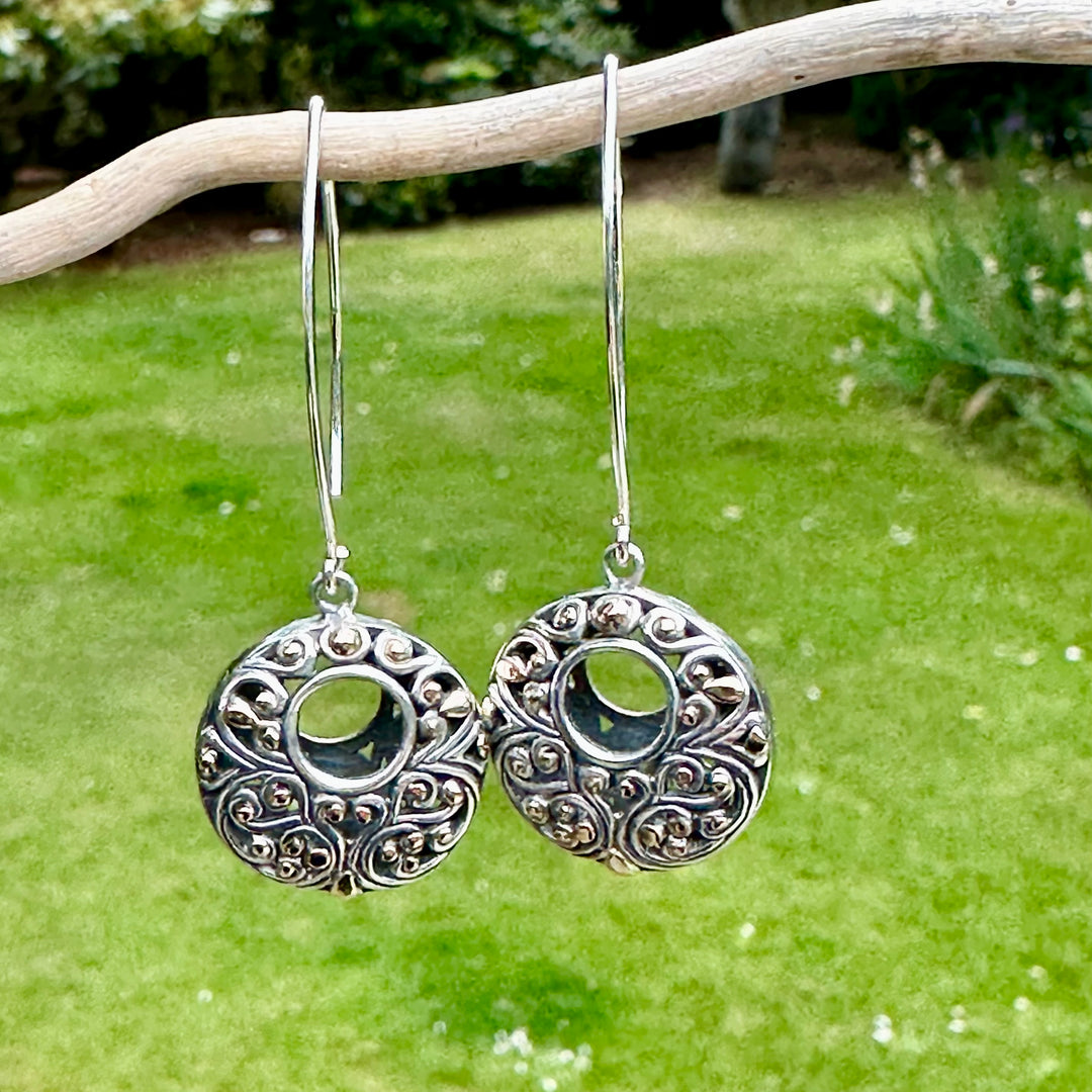 Sterling silver earrings with 18 ct accents