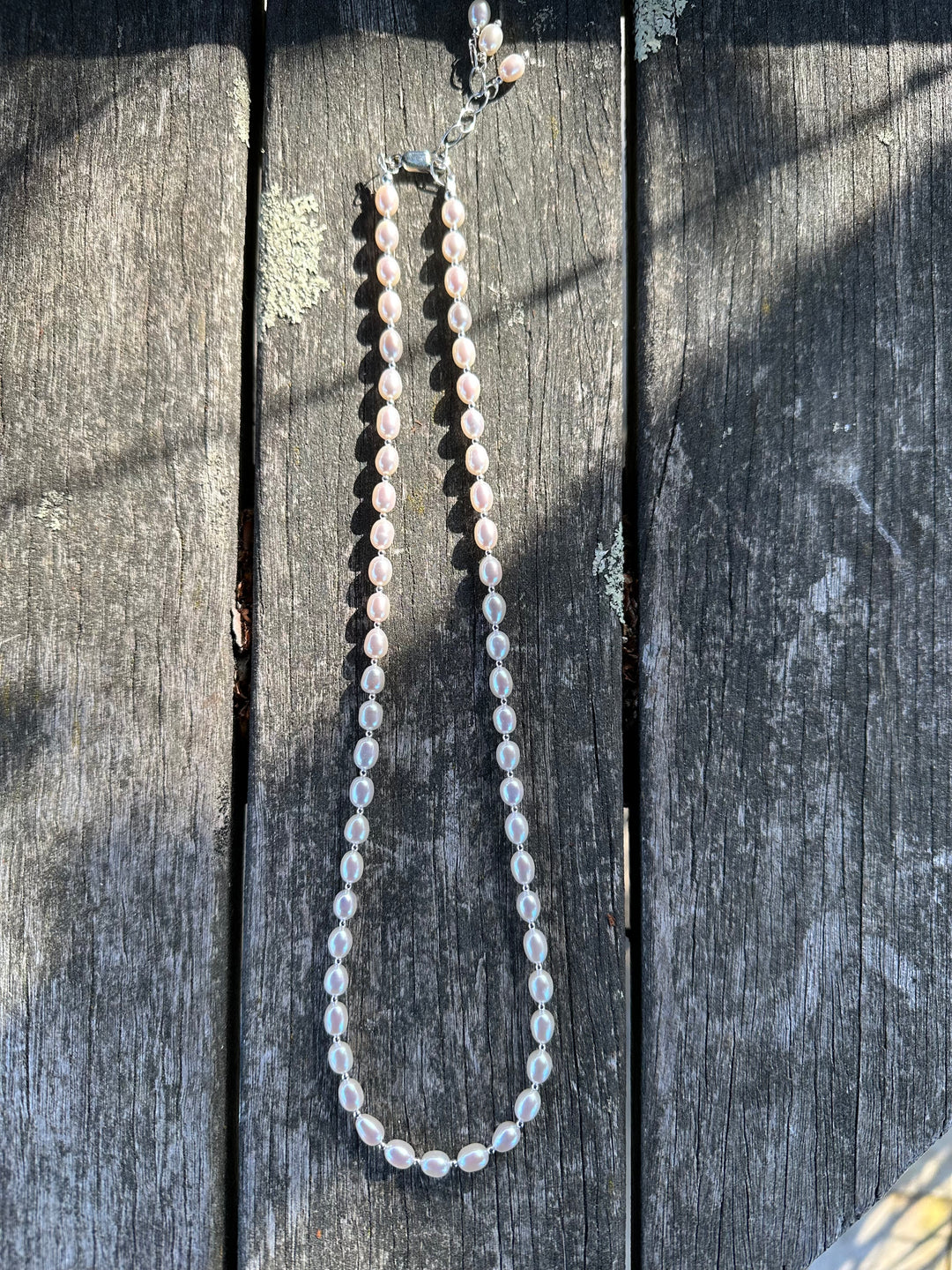 White rice freshwater pearl necklace