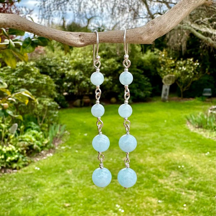 4 tier aquamarine earrings