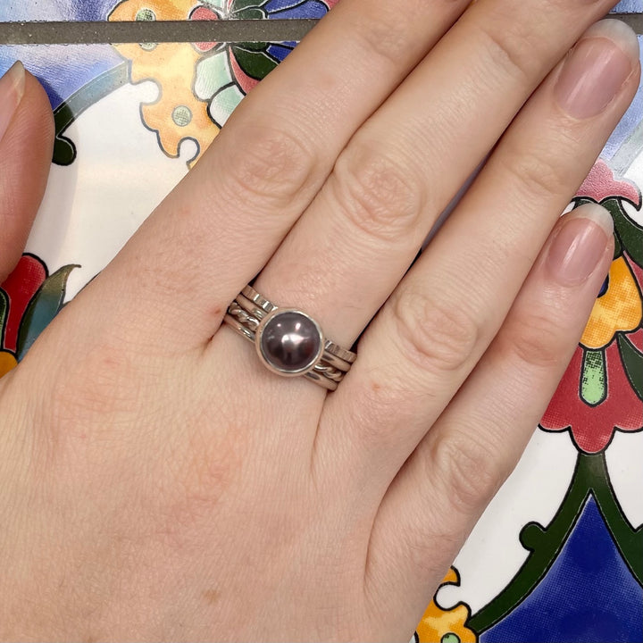 Coffee colour pearl fine unity ring