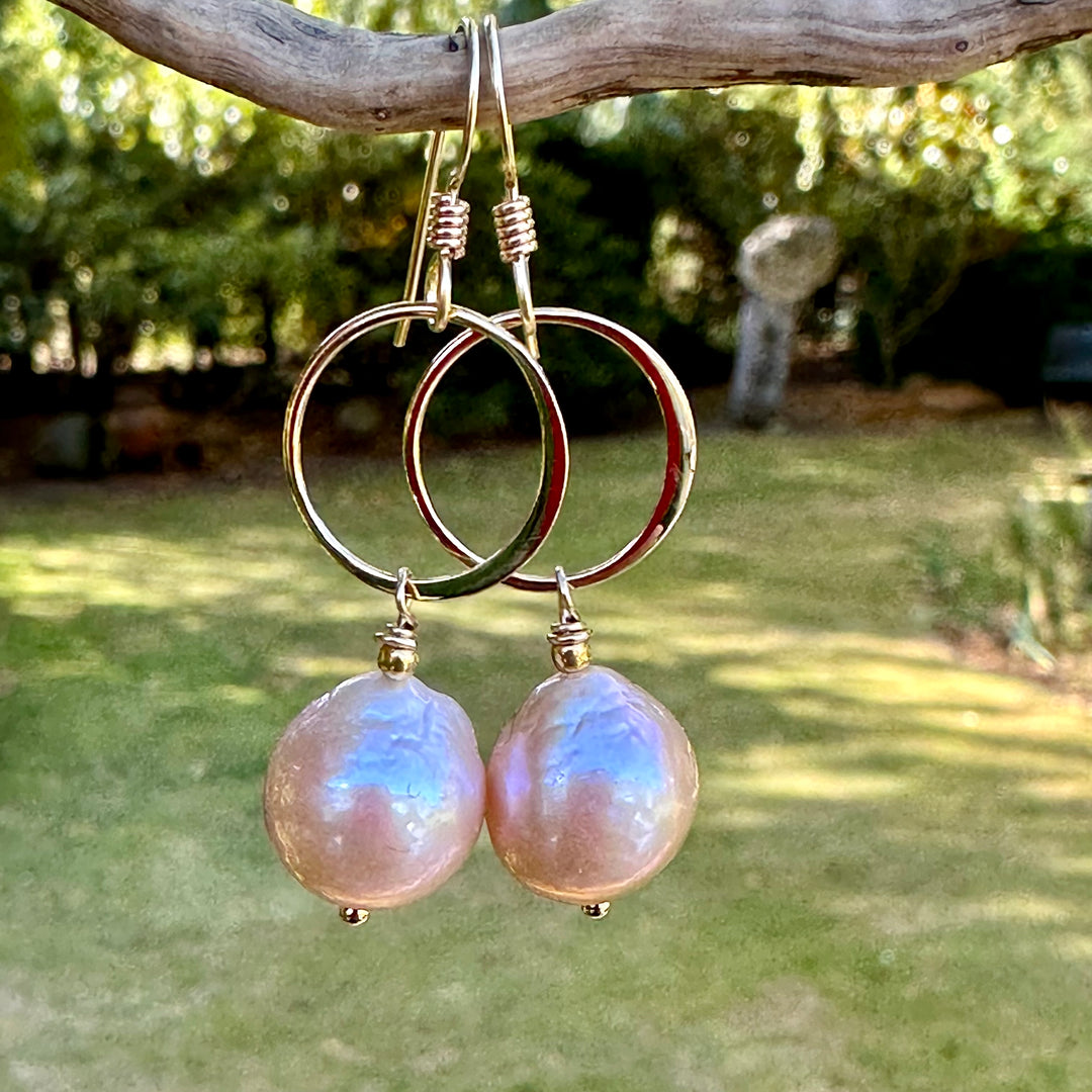 Pale pink baroque freshwater pearl earrings