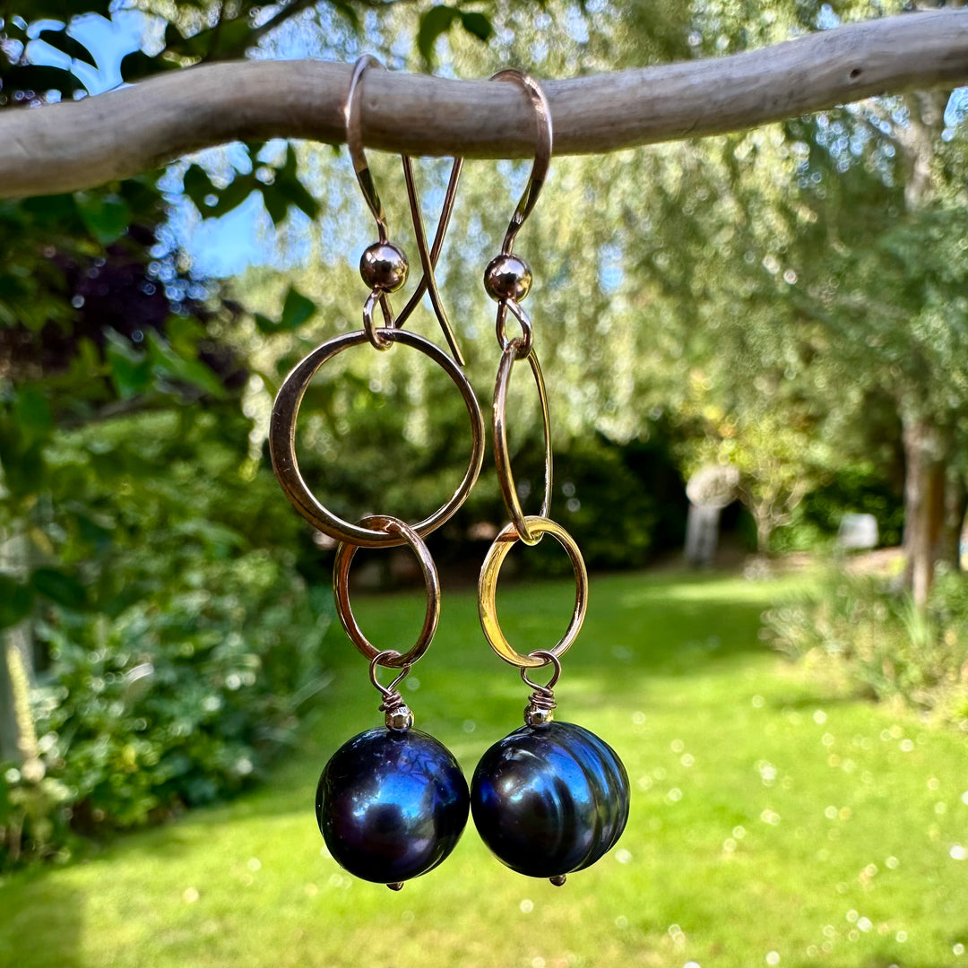 Peacock freshwater pearl earrings