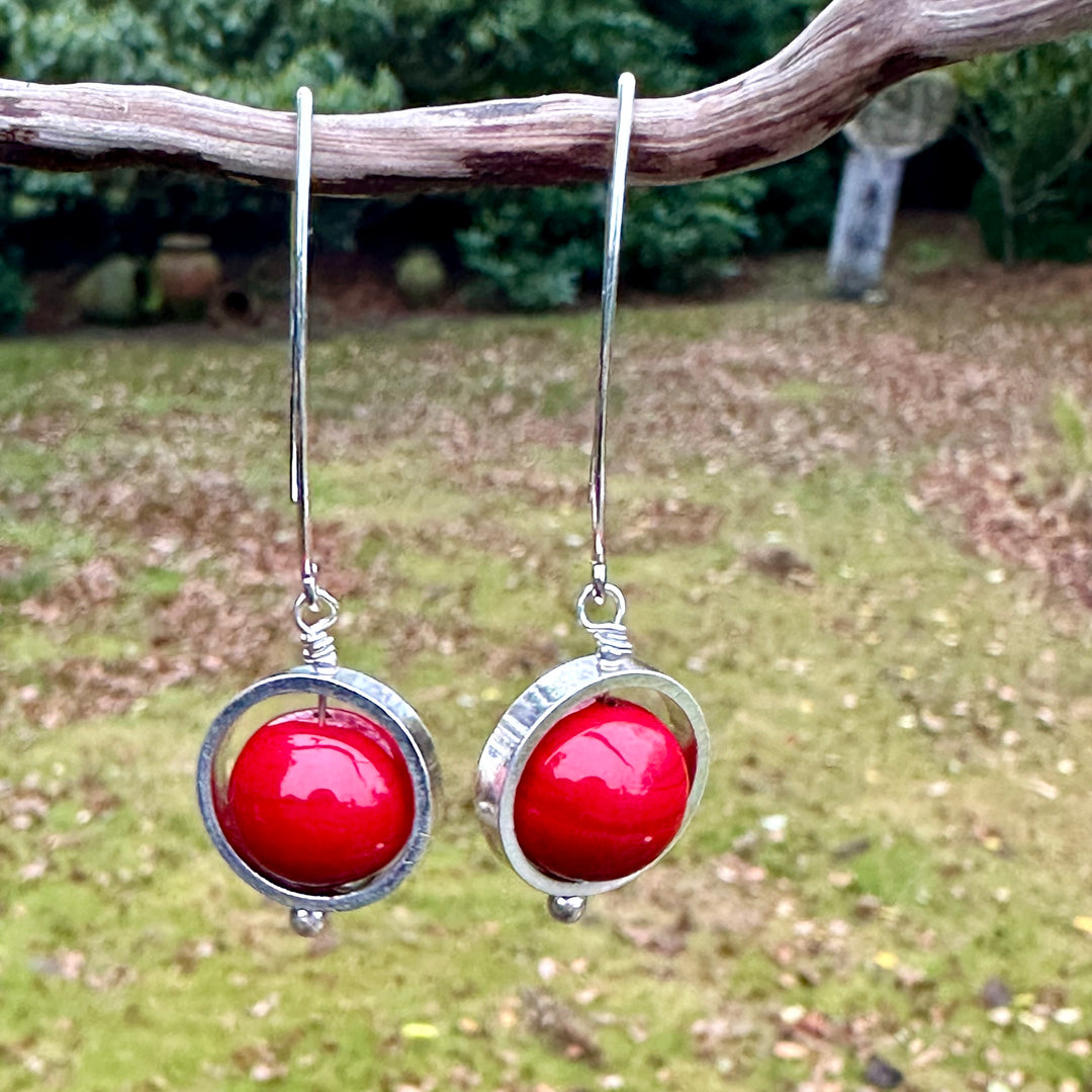 Opaque red Venetian glass earrings