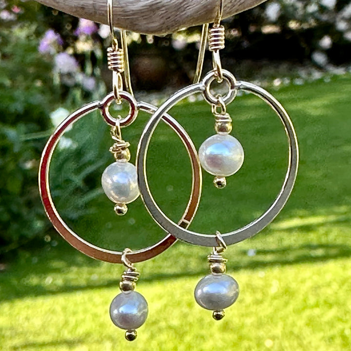 White freshwater pearl earrings