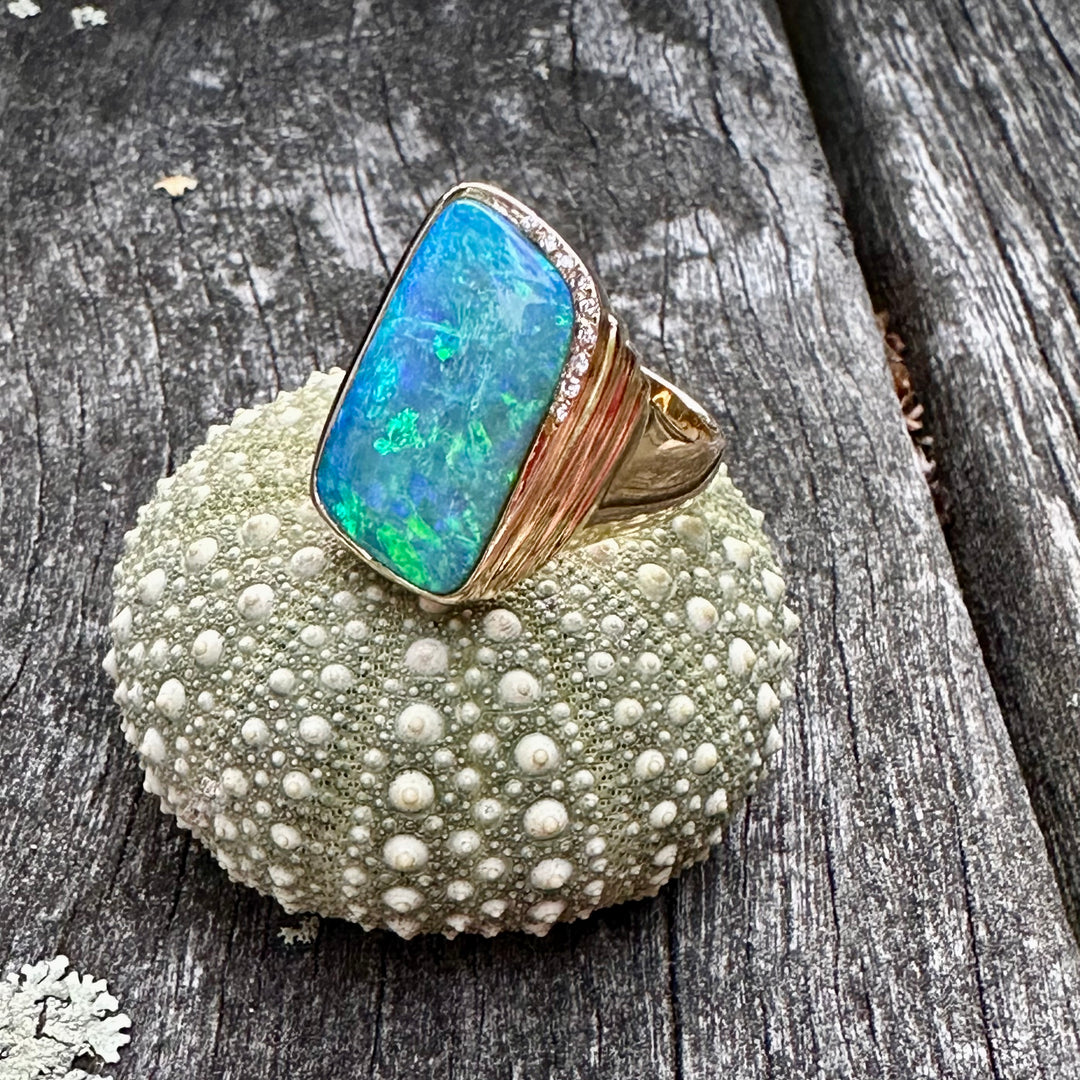 Australian opal doublet ring