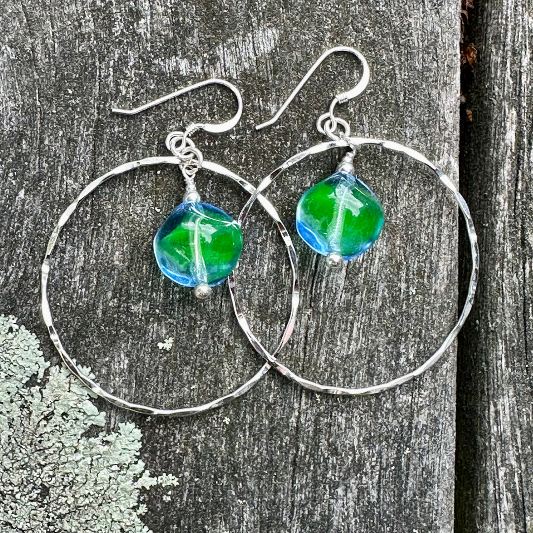 Vintage czech two colour glass earrings