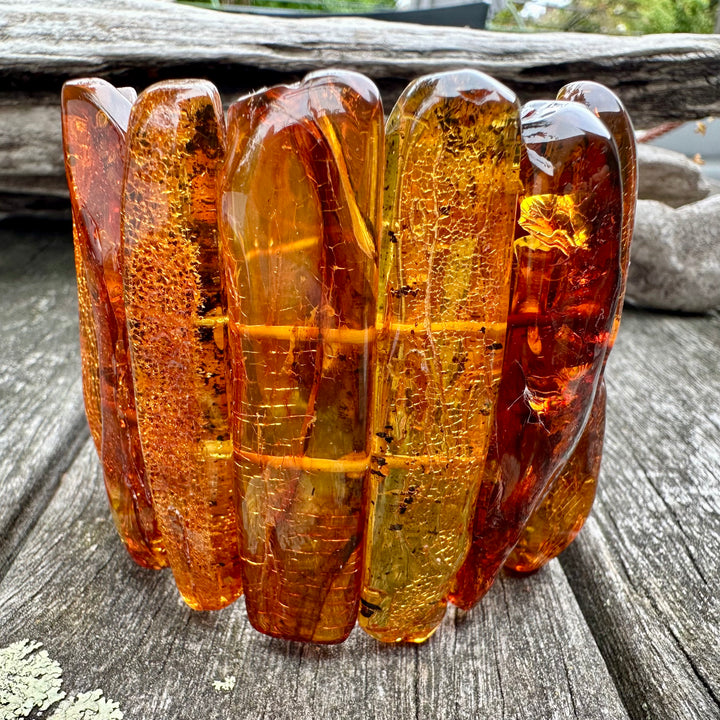 Cognac Baltic amber cuff bracelet