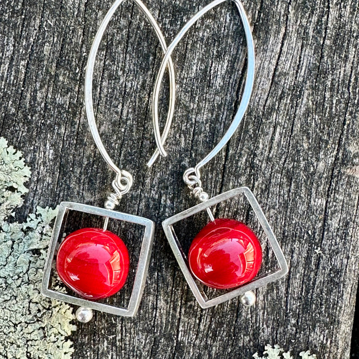 Red Venetian glass earrings