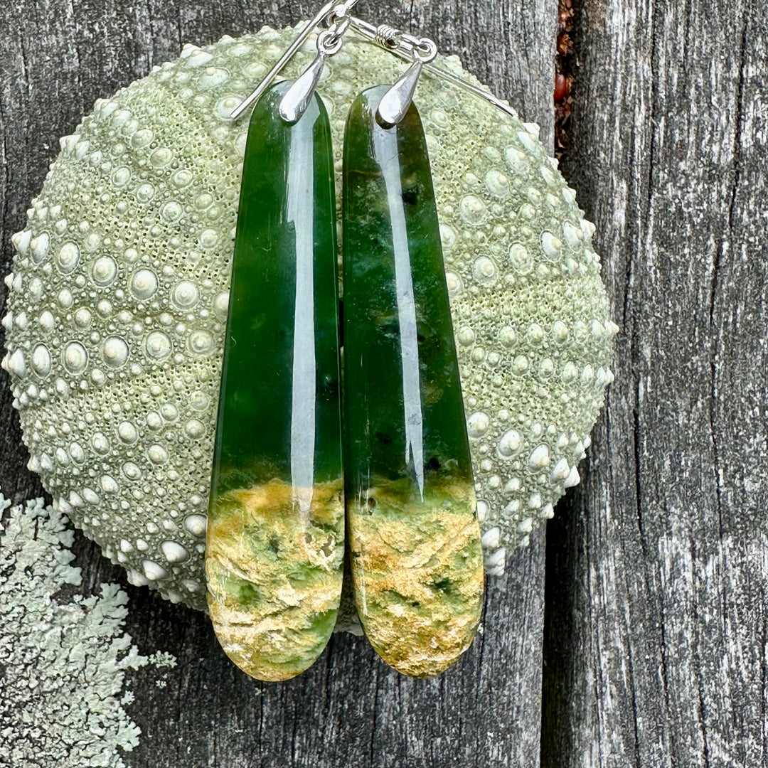 Medium Marsden flower greenstone earrings