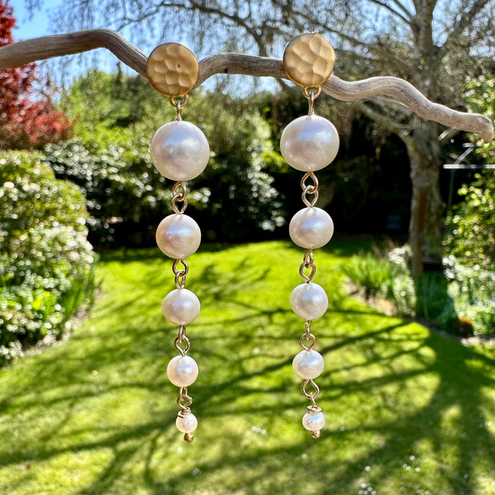 5 tier freshwater pearl earrings