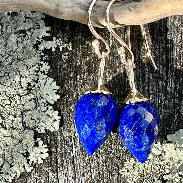 Faceted lapis lazuli drop earrings