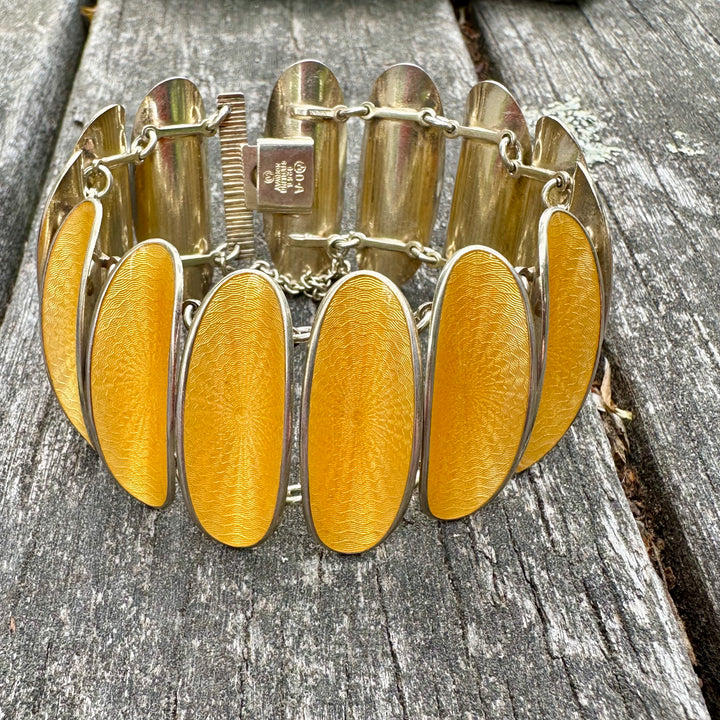 Vintage enamel and sterling bracelet