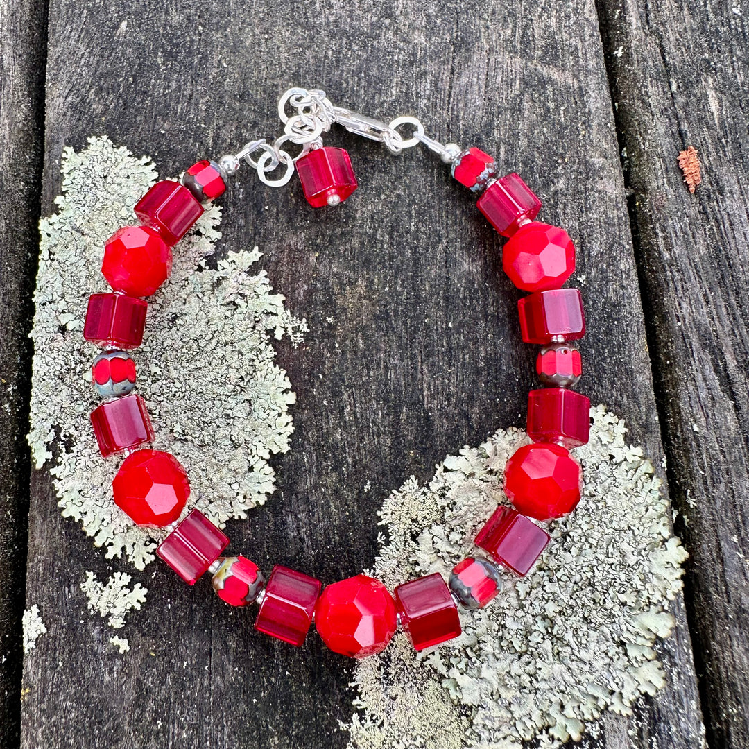 Red faceted crystal bracelet