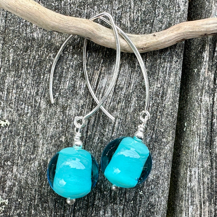 Two colour Venetian glass earrings