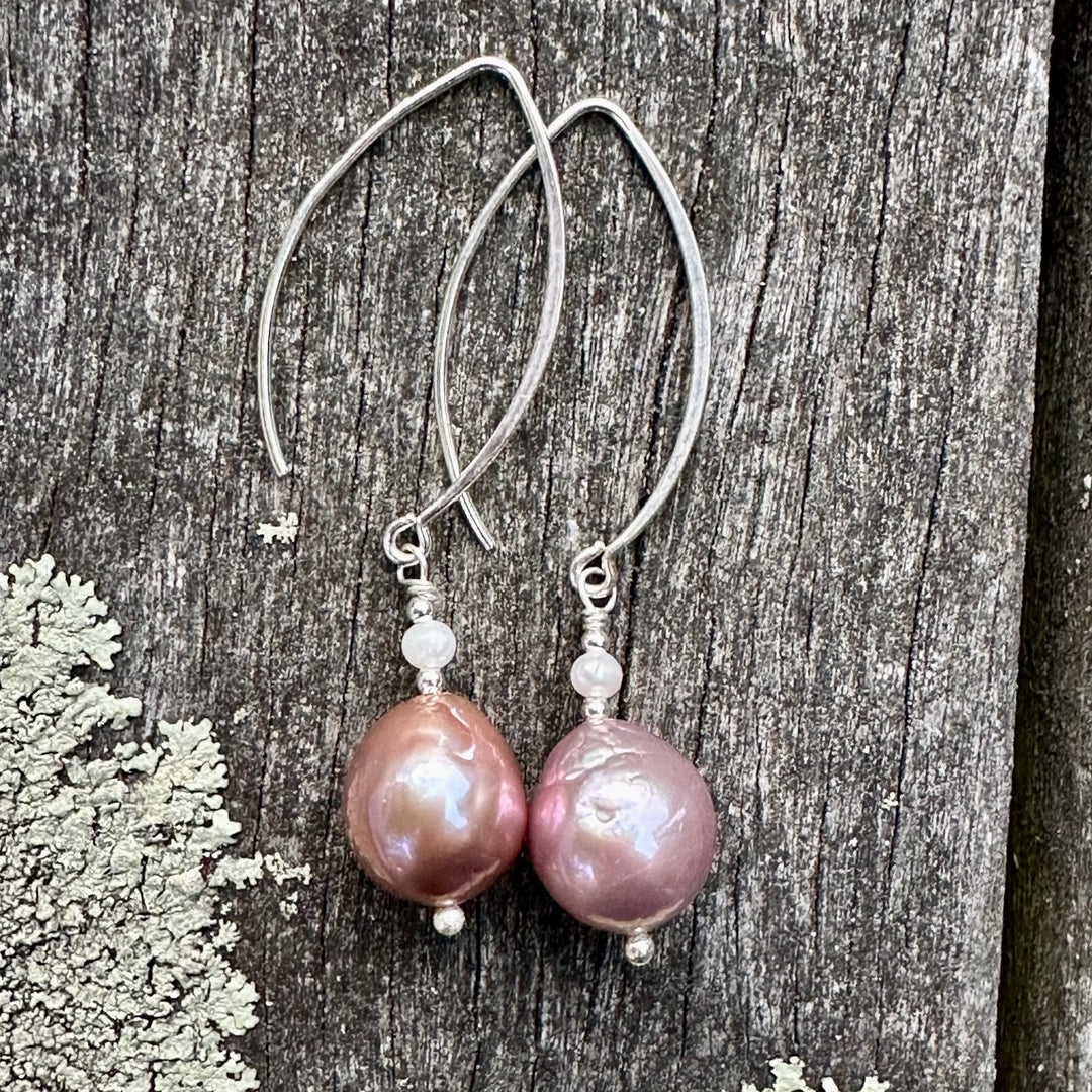 Pink baroque freshwater pearl earrings