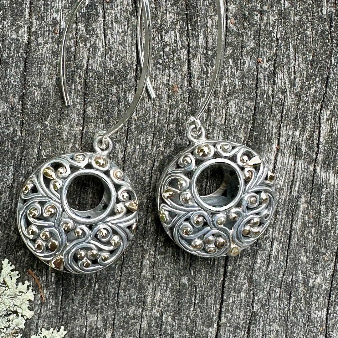 Sterling silver earrings with 18 ct accents