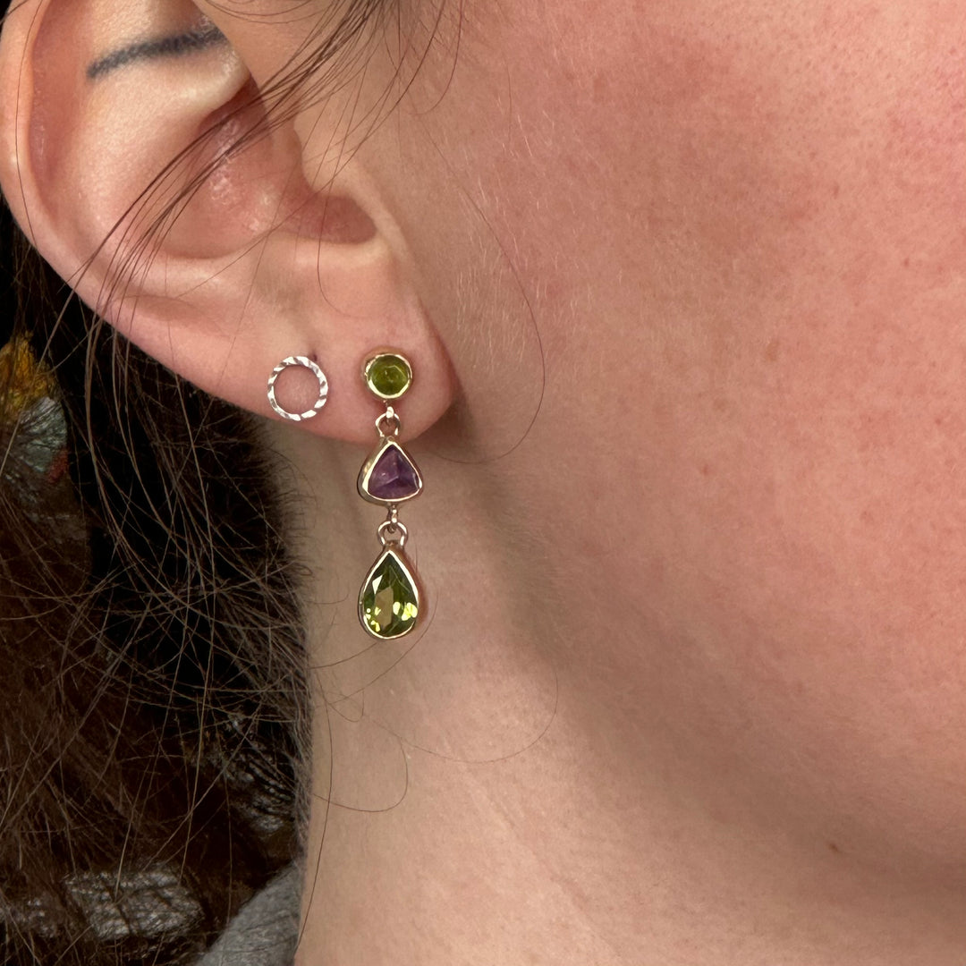 9ct Gold Peridot and Amethyst Wild at Heart Earrings