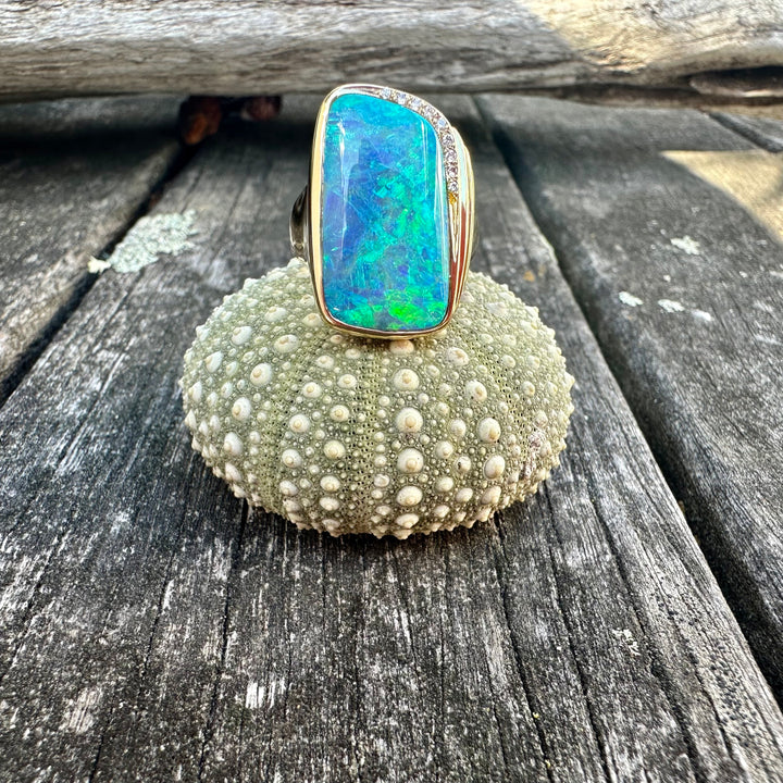 Australian opal doublet ring