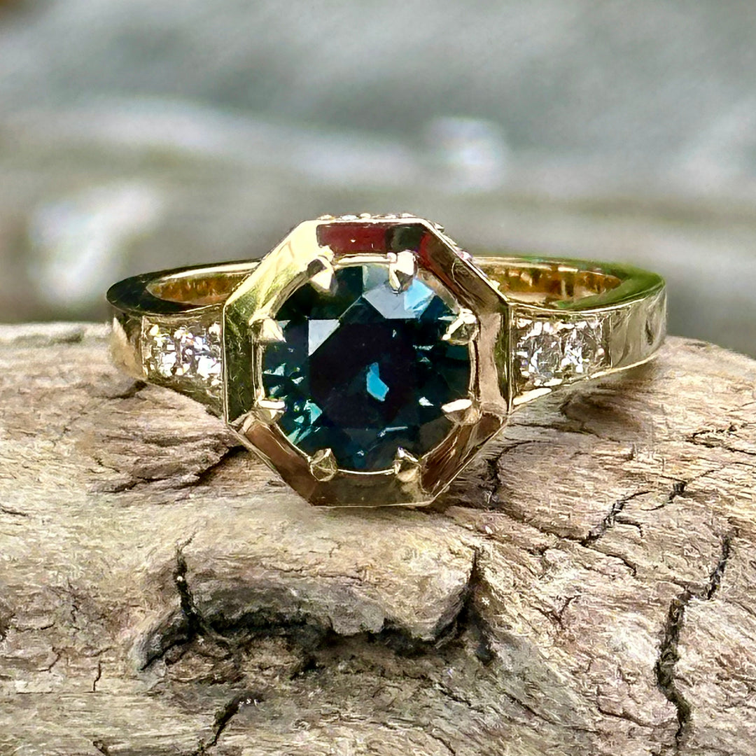 2.03ct Australian sapphire and diamond ring