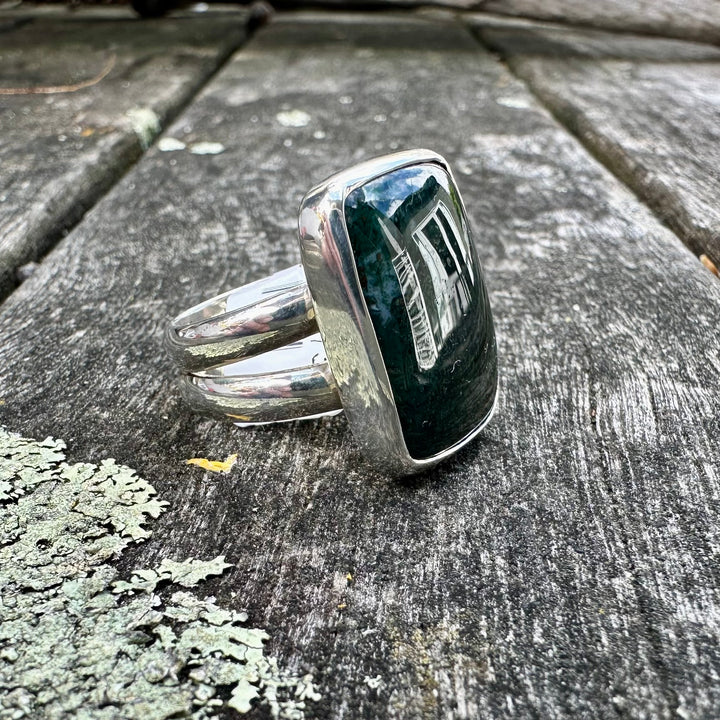 Moss agate ring