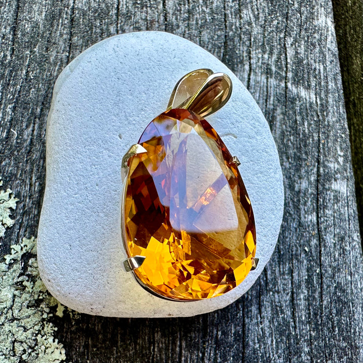 Rose cut Brazilian citrine pendant