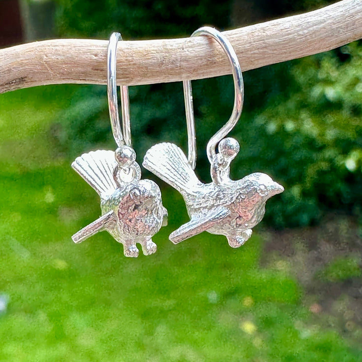 Sterling silver fantail earrings