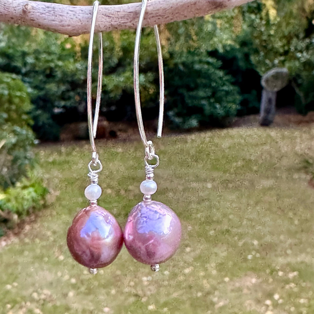 Pink baroque freshwater pearl earrings