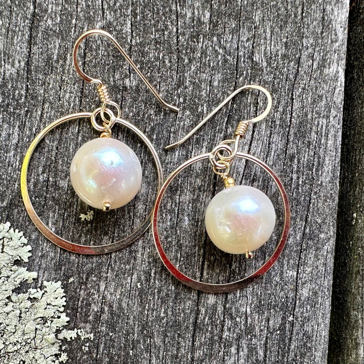 White freshwater pearl earrings