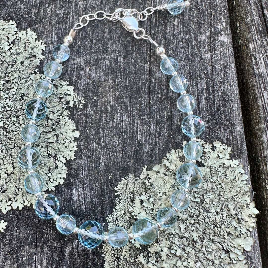 Faceted blue topaz bracelet