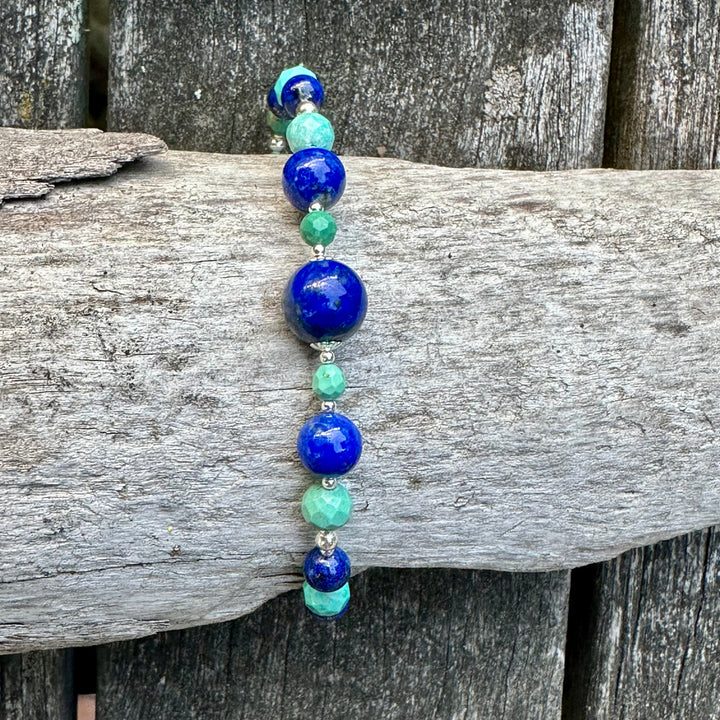 Lapis lazuli, turquoise and sterling silver bracelet