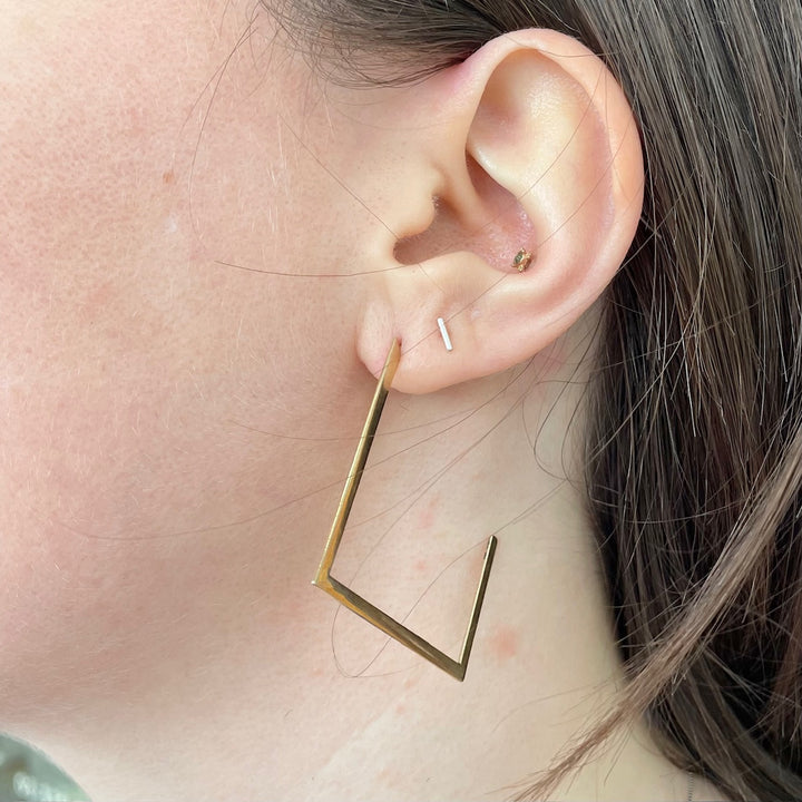 9ct gold 3/4 square hoop earrings