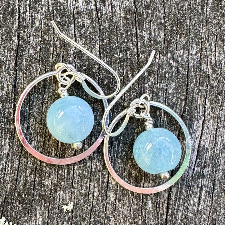 Aquamarine hoop earrings