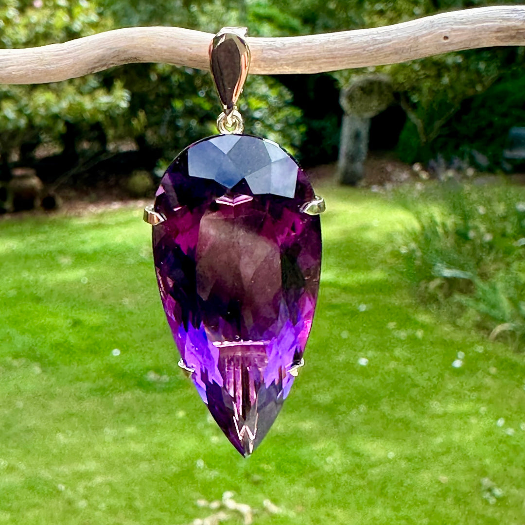 Huge dark purple amethyst pendant