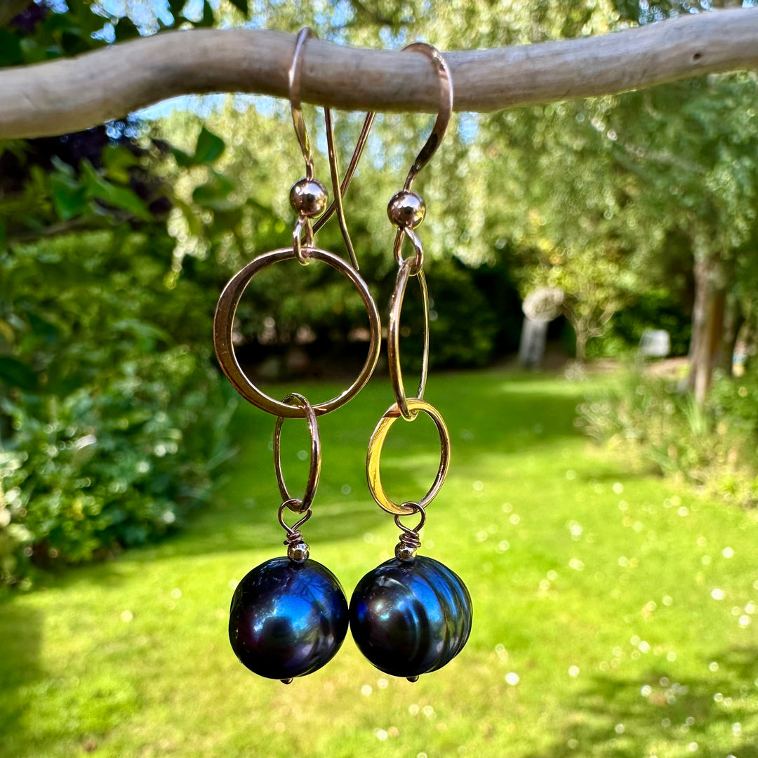 Peacock freshwater pearl earrings