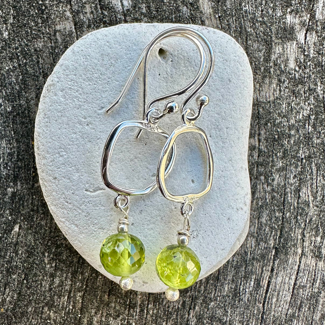 Faceted peridot earrings