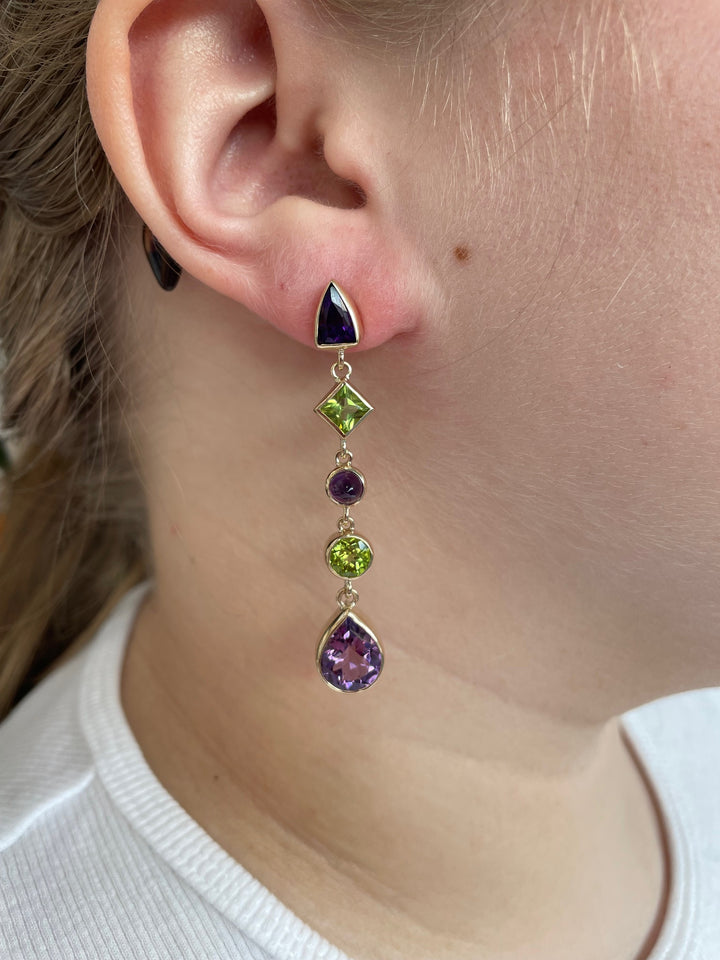 Amethyst and peridot wild at heart earrings