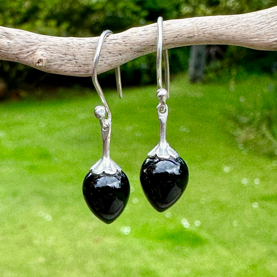 Wee black onyx drop earrings