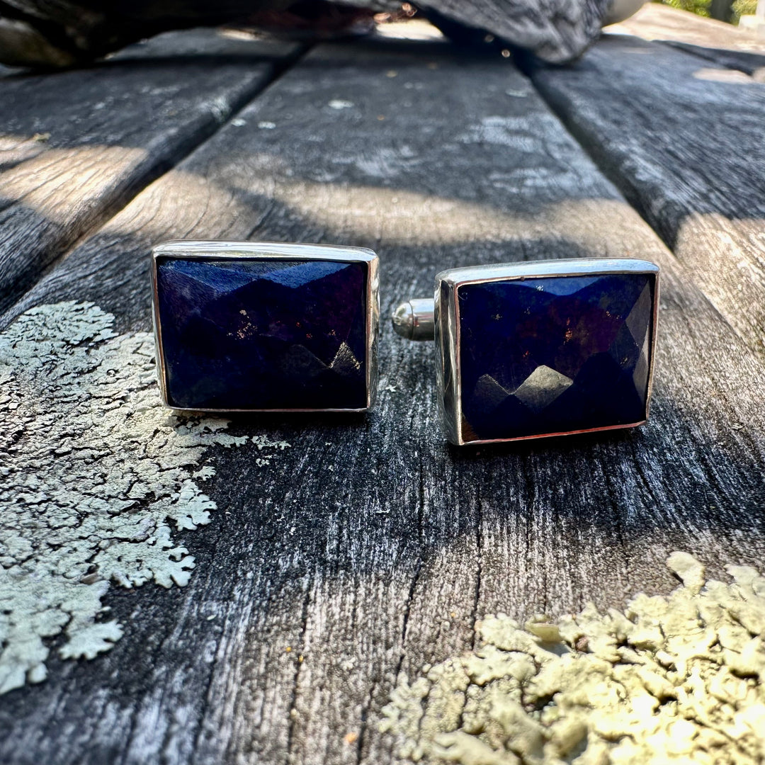 Faceted lapis lazuli cufflinks