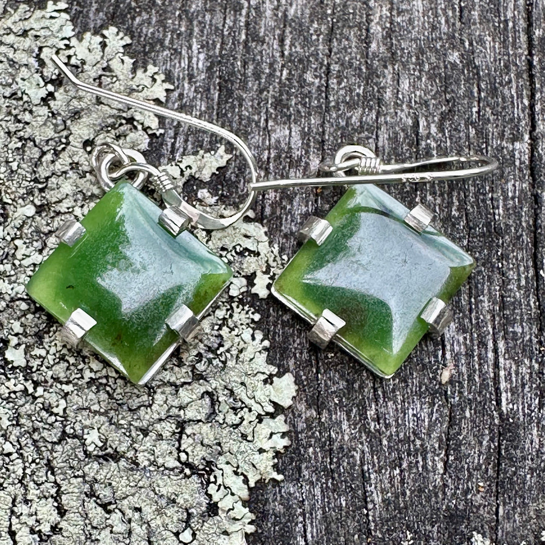 Sterling silver NZ greenstone earrings