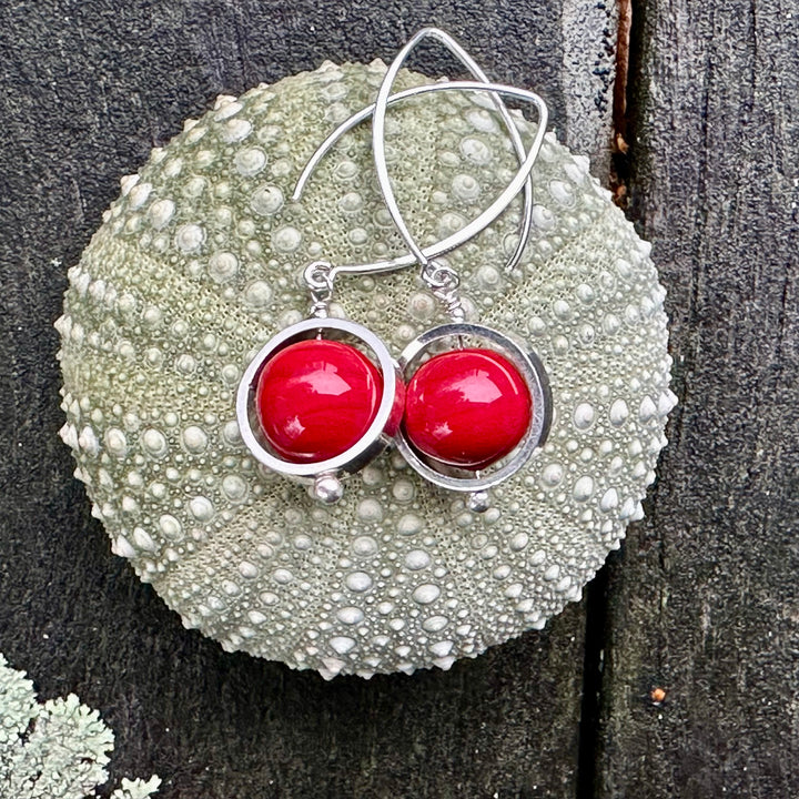 Opaque red Venetian glass earrings