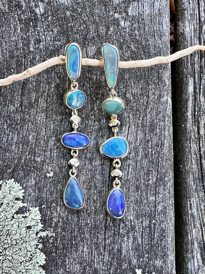 Black opal and diamond wild at heart earrings