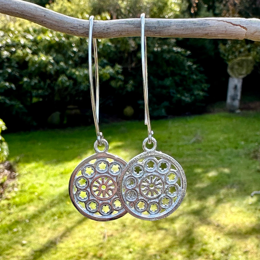 Small rose window earrings