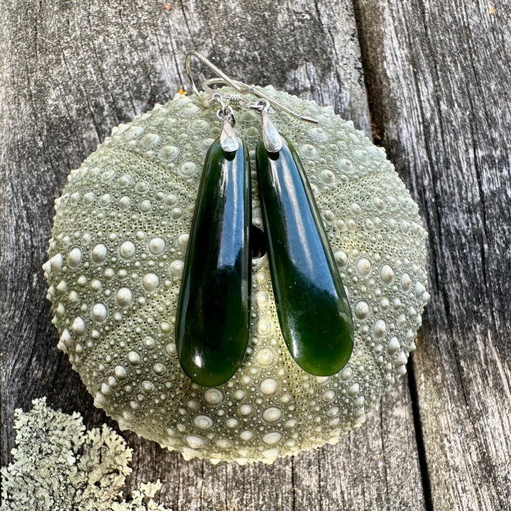 Dark New Zealand greenstone earrings