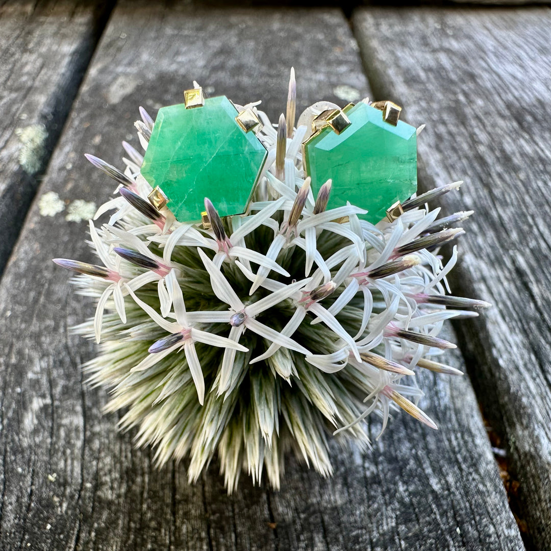 6.68ct Brazilian emerald studs