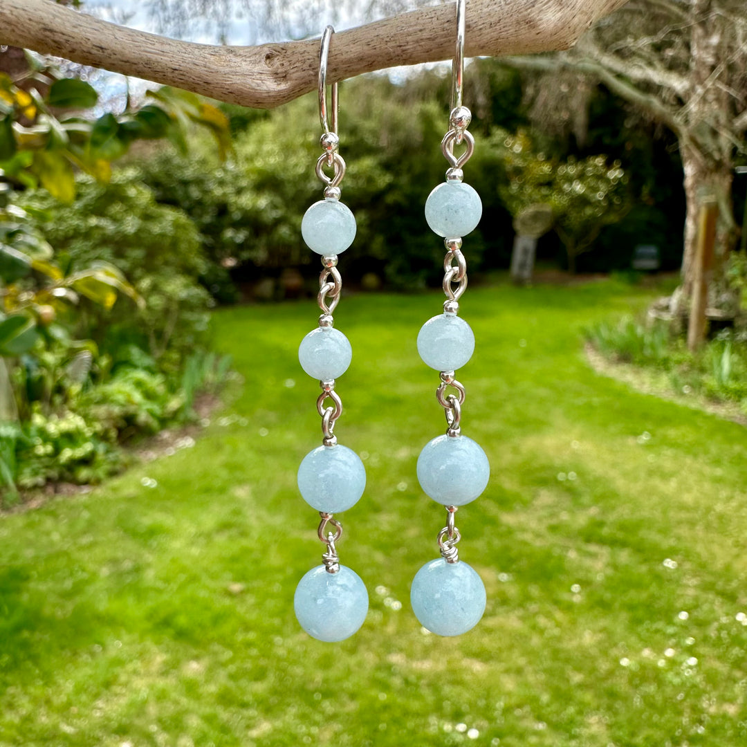 4 tier aquamarine earrings