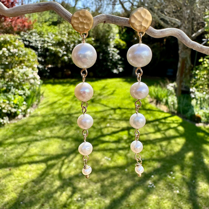 5 tier freshwater pearl earrings