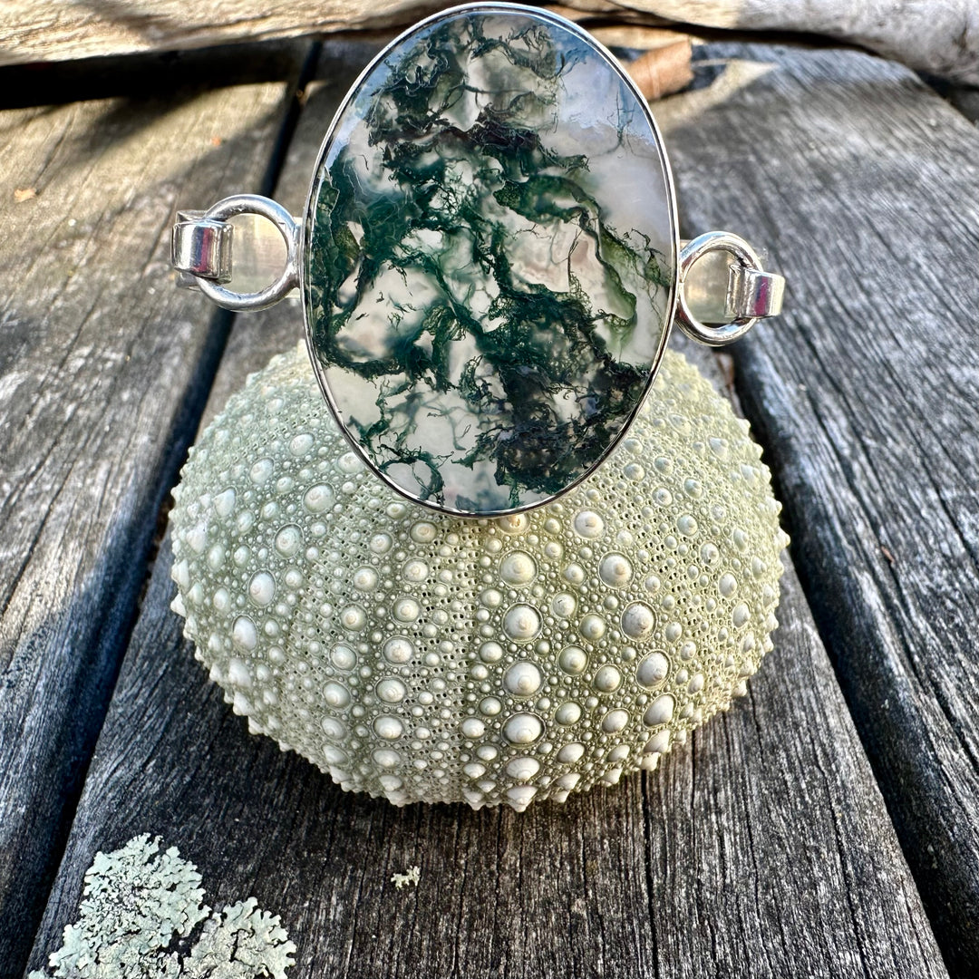 Vintage moss agate bangle