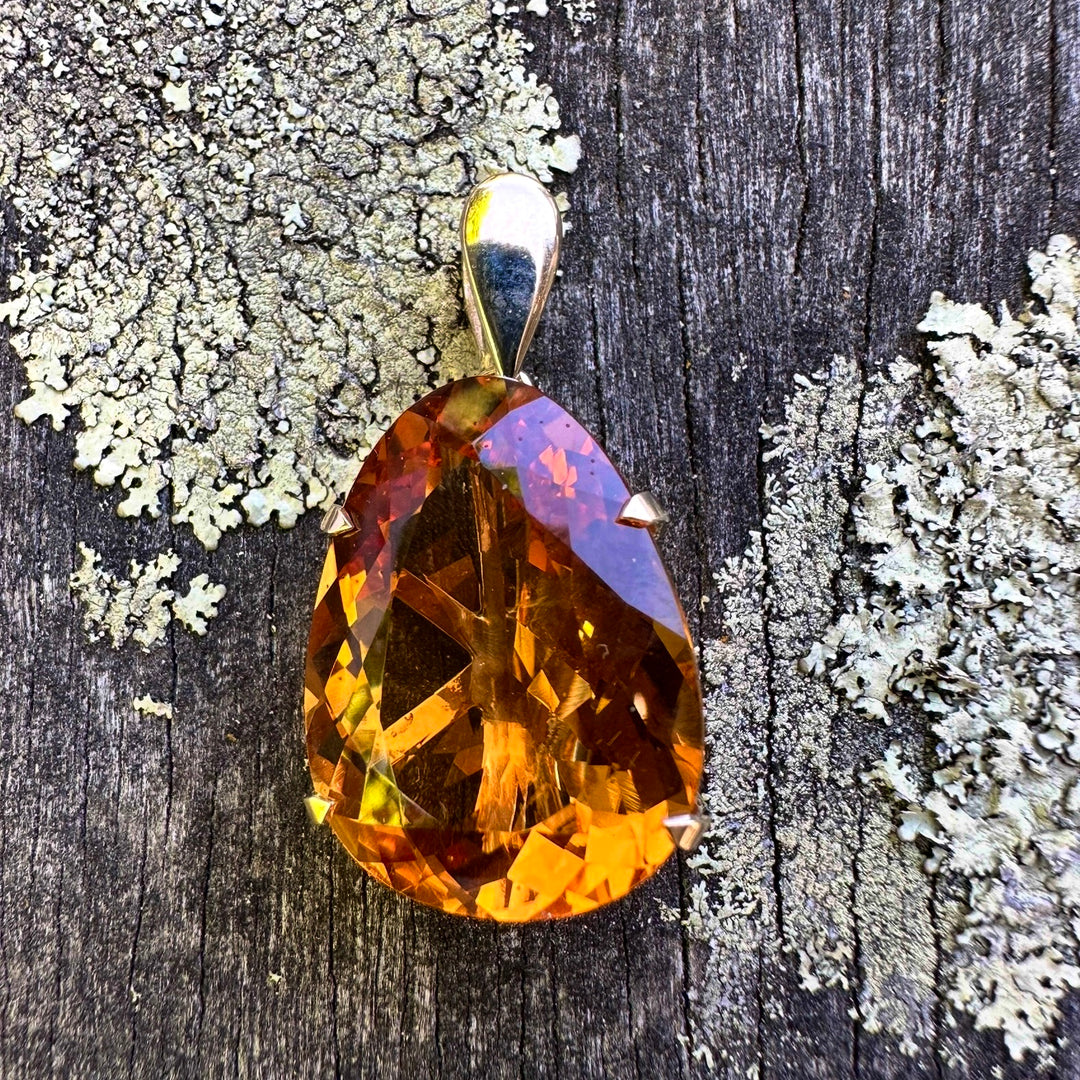 Rose cut Brazilian citrine pendant