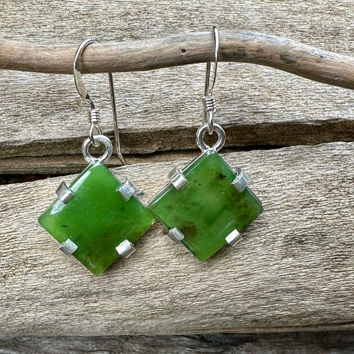 Sterling silver NZ greenstone earrings